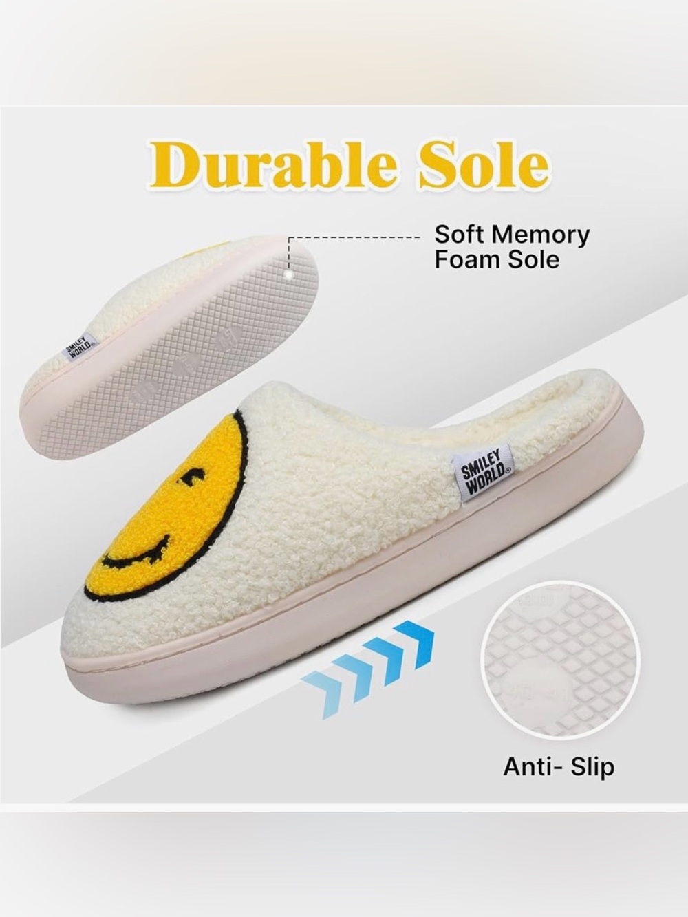 NEW SmileyWorld Women Smiley Face Warm Comfy Soft Slippers (M/L Fits up to US 8) - Picture 8 of 14